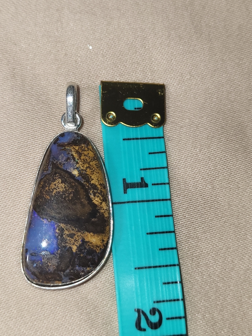 Natural Australian Boulder Opal Pendant in Sterling Setting - Brown & Blue